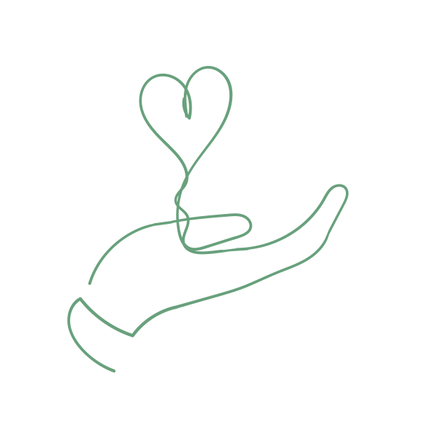 Drawn image of a hand outreached with a heart hovering above