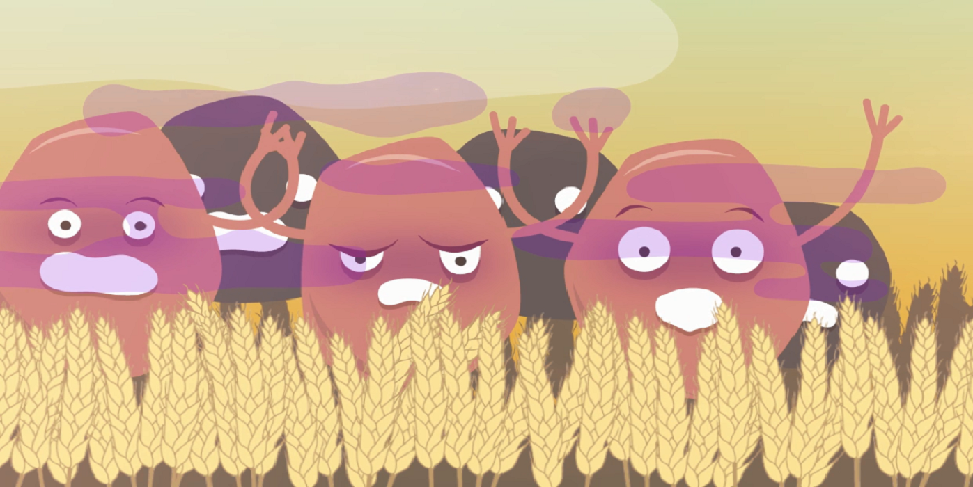 Illustrazione con psoriasi e foglie di avena 