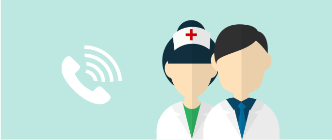 Artsen met telefoonteken