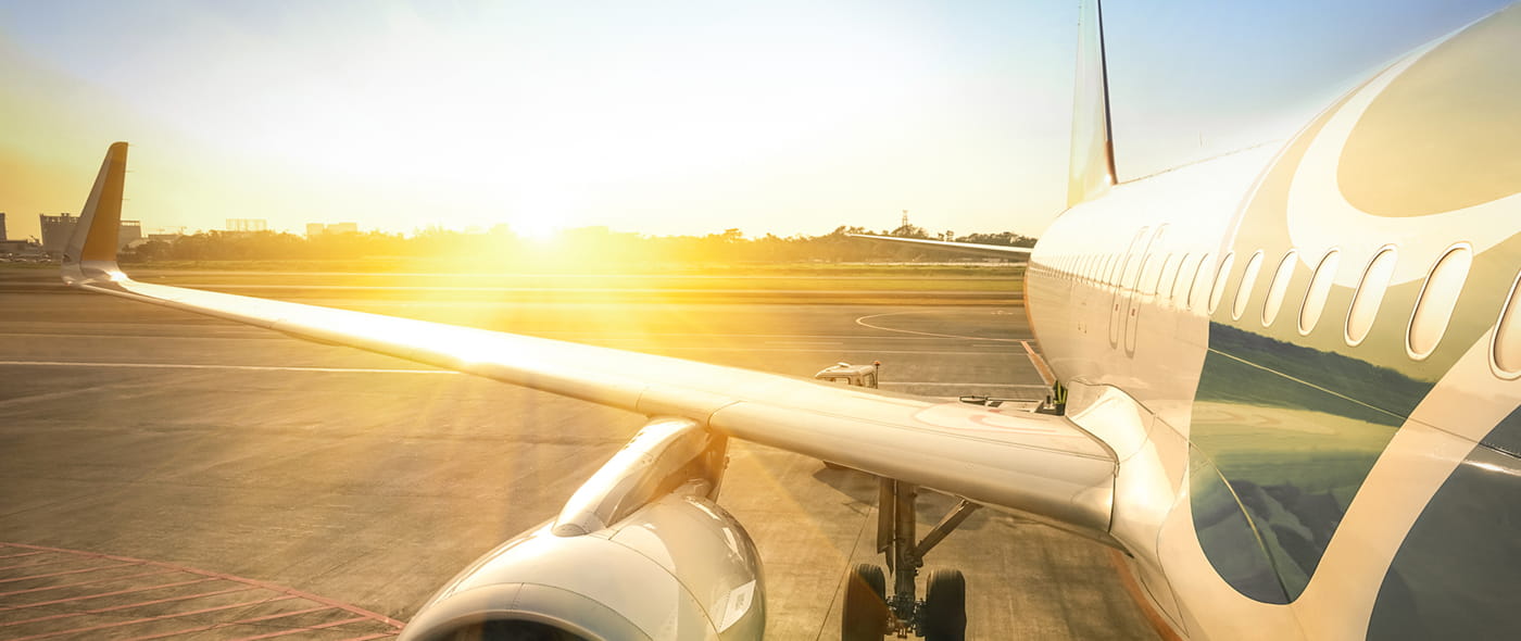 Vliegtuig op startbaan, vliegen met trombose