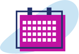 Icon of a calendar representing the Adbry® Bridge CareTM Program offering eligible patients temporary product coverage for up to six months while awaiting insurance approval.