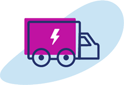 Purple delivery truck icon representing the Adbry® Rapid AccessTM Program for fast delivery of the first dose with 48 hours. 