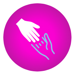 Icon of hands shaking highlighting the Adbry Advocate patient support program