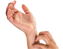 Scratching wrist itch graphic