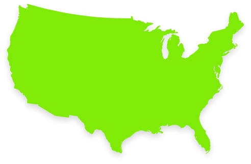 Green map of USA