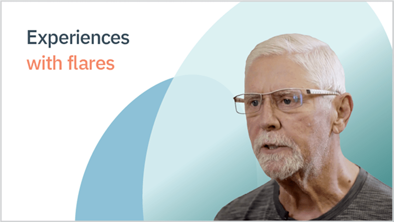 Video thumbnail showing an older man sharing his experience with GPP flares