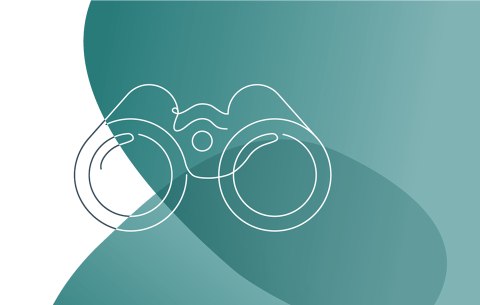 Binoculars line illustration on a green abstract background