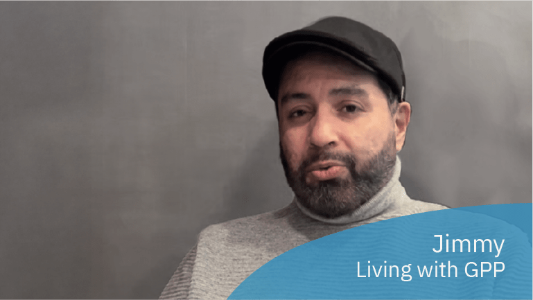 Jimmy, living with GPP, shares his experience in a video about mutual strength