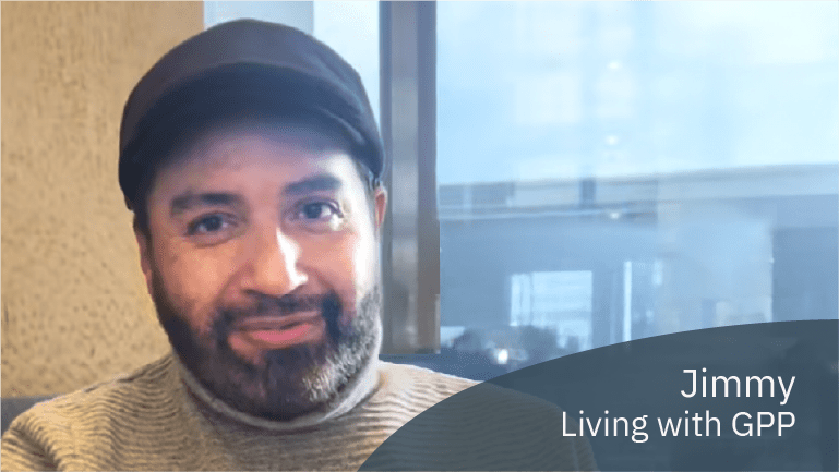 Jimmy, living with GPP, in a video about striving for better care and outcomes
