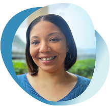 Toshia, a woman living with GPP, smiling and sharing her story of perseverance