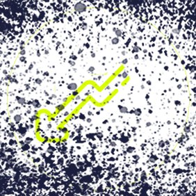 Graphic of a downward arrow inside a human head, representing the negative effect of chronic hand eczema on self-esteem.